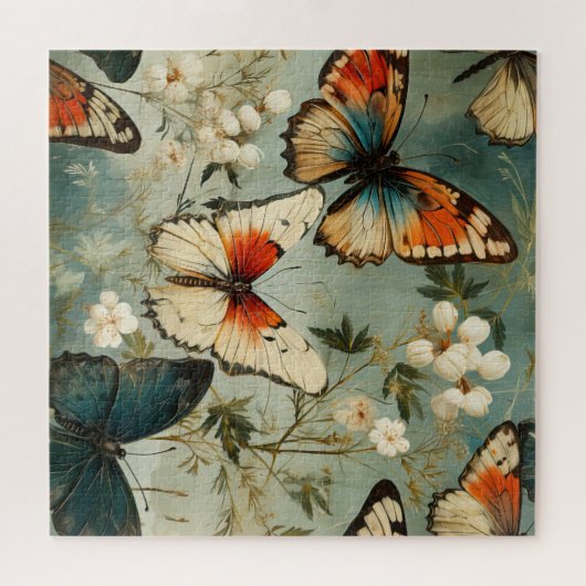 Kleurrijke Vlinders en Bloemen (5) Legpuzzel (Horizontaal)