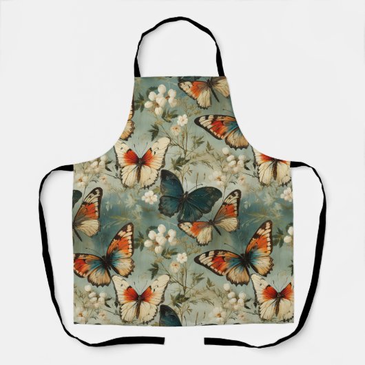 Kleurrijke  Vlinders en Bloemen (5) Schort (Voorkant)