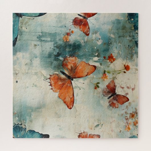 Kleurrijke  Vlinders en Bloemen (9) Legpuzzel (Horizontaal)