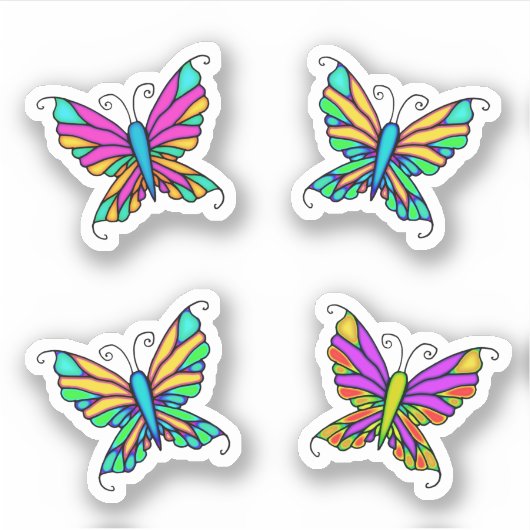 Kleurrijke vlinders Fancy Stickers (Voorkant)