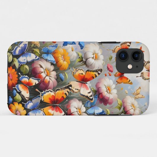 Kleurrijke vlinders in de tuin Case-Mate iPhone case (Achterkant (horizontaal))