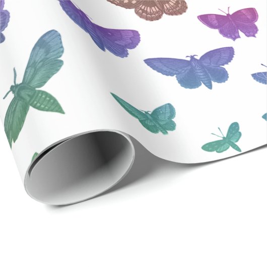 kleurrijke vlinders motten insecten cadeaupapier (Rol Hoek)