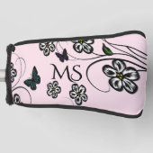 Kleurrijke vlinders op roze bloemen Persoonlijk Golfheadcover (Voorkant)