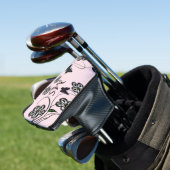 Kleurrijke vlinders op roze bloemen Persoonlijk Golfheadcover (Insitu)