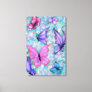 Kleurrijke Vlinders Vliegen - Lente Canvas Afdruk
