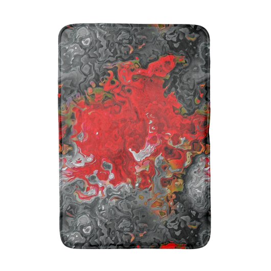 Kleurrijke vloeistofstalen rood en grijs Abstract Badmat (Voorkant Verticaal)