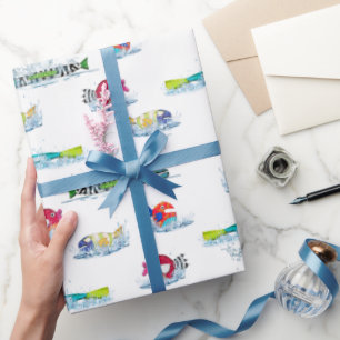 Kleurrijke vlooien in water cadeaupapier