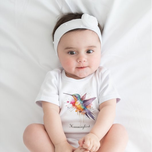 Kleurrijke vlucht, waterverf kolibrie op maat gema romper