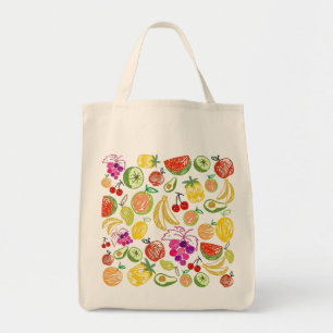 Kleurrijke voedingsmiddelen herbruikbare canvas bo tote bag