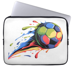 Kleurrijke Voetbal Verfspatten Laptop S Sleeve