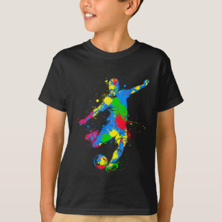 Kleurrijke Voetbalspeler  T-shirt