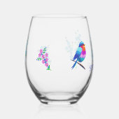 Kleurrijke Vogel Blauw Vergeet mij niet Bloem Verj Wijnglas Zonder Voet (Rechts)