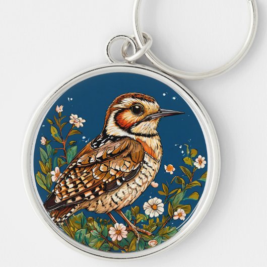 Kleurrijke Vogel Kunst Sleutelhanger (Voorkant)
