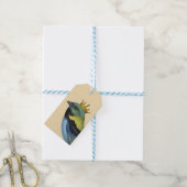  kleurrijke vogel met een kroon cadeaulabel (Met Touw)