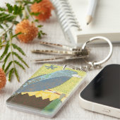 Kleurrijke vogel op een draad sleutelhanger (Voorkant Rechts)