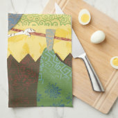 Kleurrijke vogel op een draad theedoek (Quarter Fold)