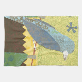 Kleurrijke vogel op een draad theedoek (Horizontaal)