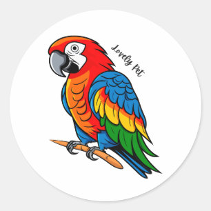 Kleurrijke Vogel Papegaai Ronde Sticker