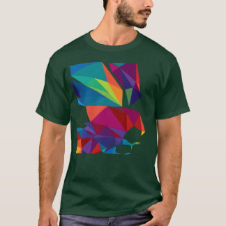Kleurrijke vogel retro t-shirt