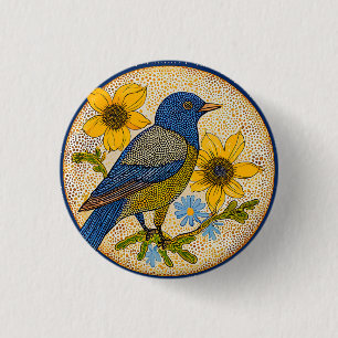 Kleurrijke vogel ronde button 3,2 cm