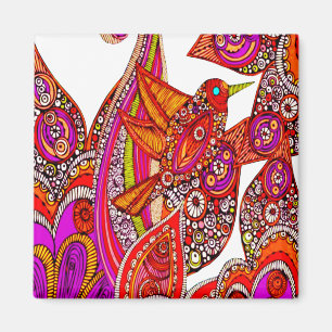 Kleurrijke vogel van het paradijs witte magneet