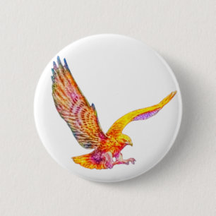 Kleurrijke vogel, vogel van prooi, adelaar, Hawk,  Ronde Button 5,7 Cm