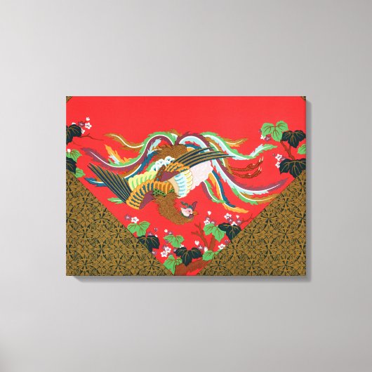 Kleurrijke Vogelbloem Tapijt Ontwerp Japanse kunst Canvas Afdruk (Voorkant)