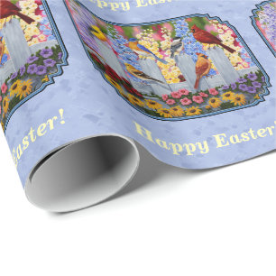 Kleurrijke vogelpest Blauw Cadeaupapier