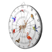 Kleurrijke vogels, droger en eekhoorn op wit dartbord (Voorkant Rechts)