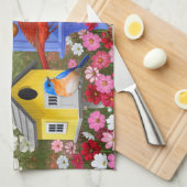 Kleurrijke vogels en bloederige bloederige tuin theedoek (Quarter Fold)