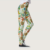 kleurrijke vogels en bloemen retro patroon leggings (Rechts)