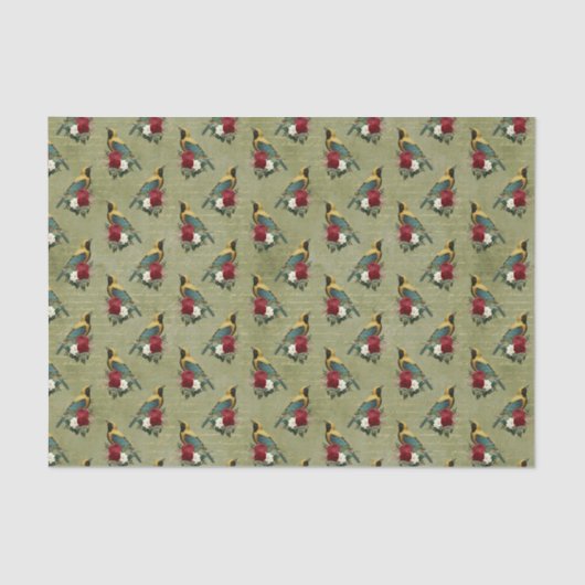 Kleurrijke vogels en bloemen tissuepapier (Voorkant)