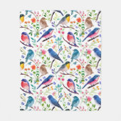 Kleurrijke vogels en grillige bloemen patroon fleece deken