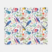 Kleurrijke vogels en grillige bloemen patroon fleece deken