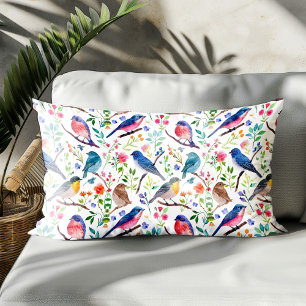 Kleurrijke vogels en grillige bloemen patroon kussensloop