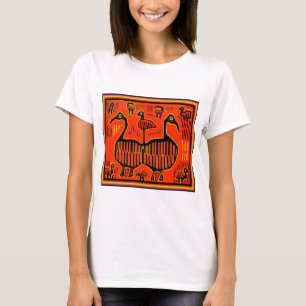 Kleurrijke vogels in folk art stijl t-shirt