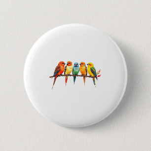 Kleurrijke vogels op een tak zangvogels vogelaars ronde button 5,7 cm