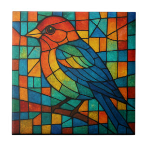 Kleurrijke vogels van Natuur Glas in lood Tegeltje