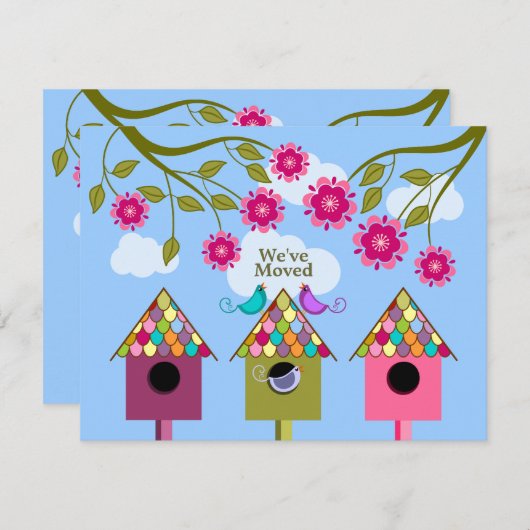 Kleurrijke Vogels Verhuisbericht Aankondiging (Voorkant / Achterkant)