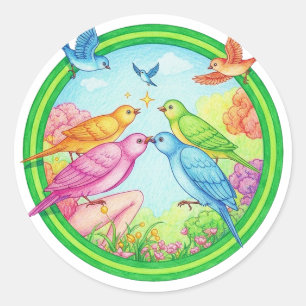Kleurrijke Vogels voor Vogelliefhebbers & Cadeau Ronde Sticker