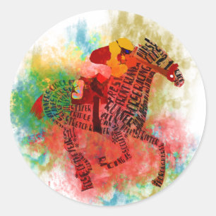 Kleurrijke volbloed in typografie ronde sticker