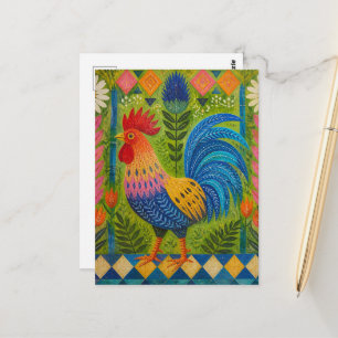 Kleurrijke Volkskunst Haan Briefkaart