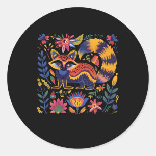 Kleurrijke volkskunst illustratie met een whimsic ronde sticker