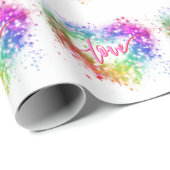 Kleurrijke vonkende glitter hart liefde script cadeaupapier (Rol Hoek)