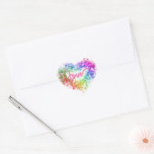 Kleurrijke vonkende glitter hart liefde script hart sticker (Envelop)