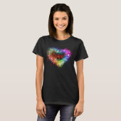 Kleurrijke vonkende glitter hart liefde script t-shirt (Voorkant volledig)