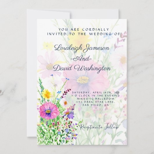 Kleurrijke voorjaarsbloemen, aangepast bruiloft kaart (Voorkant)