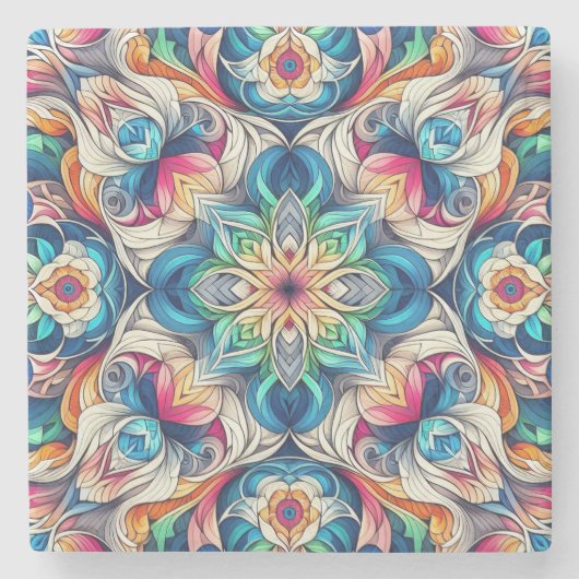 Kleurrijke Vortex Tegel Pattern Stenen Onderzetter (Voorkant)