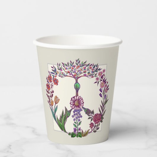 Kleurrijke Vredesbloem Cute Boho Hippie Hartelijk Papieren Bekers (Voorkant)