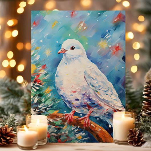 Kleurrijke vredesduif Kerstmis Feestdagen Kaart